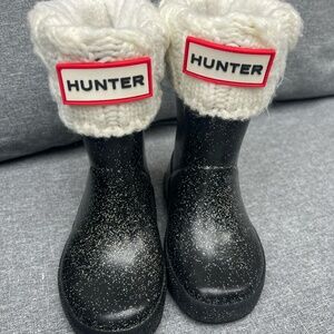 Toddler Girl Glitter Hunter Rainboots with Sweater Fleece Liner Size 6